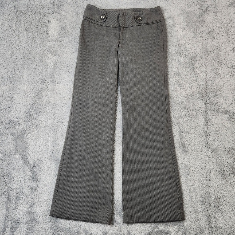 Forever Pants Womens 1 Gray Pinstripe Flare Leg Low Rise Dress Trousers P21689